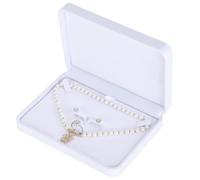 LETURE Großes Samt-Schmuckset, große Geschenkbox für Halskette und Ringe, Ohrringe, Anhänger, Perlen-/klobige Halskette, Schmuck-Aufbewahrungsbox (weiß)