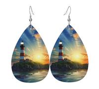 Leuchtturm-Ohrringe für Damen, tropfenförmig, Leder, doppelseitig, baumelnde Ohrringe, leicht, Damen-Ohrschmuck, Schmuck, modisch, Geburtstagsgeschenk