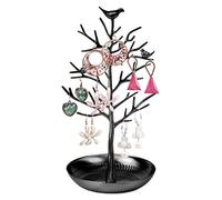 LEUTED Schmuckständer, Vogelform Armbandständer, Ohrring ständer Metall, Kettenständer mit Schmuckschale, Schmuckhalter Vogelform Schminktisch Deko Baum für Ketten Ohrringe Ringe (Schwarz)