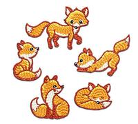 LEUYUAN Füchse-Aufnäher zum Aufbügeln bestickt Motiv-Applikation(5 Stücke), verschiedene Größen, Dekoration, zum Aufnähen von Jeans, Jacken, Kleidung, Handtasche, Schuhe, Mützen
