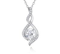 Leva Jewkis 925 Sterling Silber April Geburtsstein Zirkonia CZ Simulierte Diamant Halskette Infinity Anhänger Geburtstag Jahrestag Hochzeit Verlobung Schmuck für Frauen Mädchen Mutter