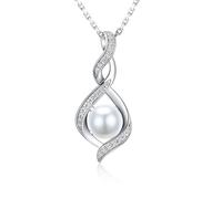 Leva Jewkis 925 Sterling Silber Juni Geburtsstein Perle Halskette Infinity Anhänger Geburtstag Weihnachtsschmuck für Frauen