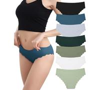 Levao Nahtlose Unterwäsche für Frauen No Show Eisseide Bikini Atmungsaktiv Unsichtbare Gewellte Seiten Hipster Höschen 7er Pack S-XL, 7er-Pack, gemischt, L