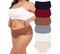 Levao Unterhosen Damen Große Größen Baumwolle Unterwäsche Damen Schlüpfer | Stretch Slip Damen Mehrpack Cheeky Spitzen Unterwäsche Frauen Bikini & Panties, 6er Pack