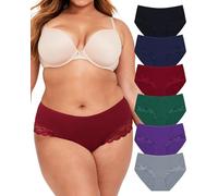 Levao Unterhosen Damen Große Größen Baumwolle Unterwäsche Damen Schlüpfer | Stretch Slip Damen Mehrpack Cheeky Spitzen Unterwäsche Frauen Bikini & Panties, 6er Pack