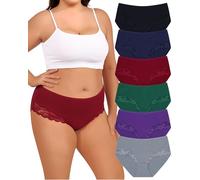 Levao Unterhosen Damen Große Größen Baumwolle Unterwäsche Damen Schlüpfer Stretch Slip Mehrpack Cheeky Spitzen Bikini & Panties, 6er Pack