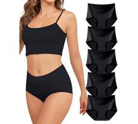 Levao Unterhosen Damen, Seamless Slips Damen Nahtlose Unterwäsche Frauen Hohe Taille Stretch Bequeme Panties Ohne Naht Atmungsaktiv Invisible Mehrpack, 5er Pack(S-XXL)