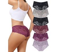 Levao Unterhosen Damen Seamless Slips Damen Spitzen Nahtlose Unterwäsche für Frauen Höschen No Show Atmungsaktiv Weiche Ohne Naht Hipster Invisible Unsichtbare Panties Slips 6 Pack(S-XL)