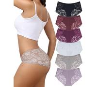 Levao Unterhosen Damen Seamless Slips Damen Spitzen Nahtlose Unterwäsche für Frauen Höschen No Show Atmungsaktiv Weiche Ohne Naht Hipster Invisible Unsichtbare Panties Slips 6 Pack(S-XXL)