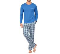 Leversic Schlafanzug Herren Lang Baumwolle Karierte Hose 420-BLNBW 4XL
