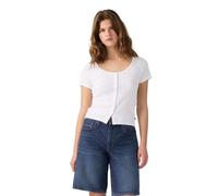 T-Shirt LEVI'S "AUSTEN BUTTON THROUGH SS", Damen, Gr. M (38), weiß (hellweiß), Feinripp, Obermaterial: 97% Baumwolle, 3% Elasthan, slim fit taillenbedeckt, tiefer Rundhals, Shirts T-Shirt, Feinripp (3