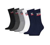 Levi’s Crew-Socken, atmungsaktive Socken aus Bio-Baumwolle mit verstärkter Ferse und Spitze für Damen und Herren, 6er-Pack