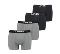 LEVI'S Herren Boxershorts, 4er Pack - Solid Basic Boxer Brief ECOM, Organic Schwarz/Grau 2XL