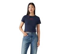 Print-Shirt LEVI'S "GR ESSENTIAL SPORTY TEE", Damen, Gr. L (40), ess sport serif 1873 navy blazer, Single Jersey, Obermaterial: 100% Baumwolle, bedruckt, unifarben, tailliert extrakurz, Rundhals, gera