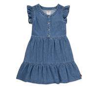 Jeanskleid LEVI'S KIDS "LVG FLUTTER SLEEVE BUTTON UP D", Mädchen, Gr. 16 (164), N-Gr, dance around, Denim/Jeans, Obermaterial: 100% Baumwolle, unifarben, körpernah knielang, Rundhals, Kleider, for Gir