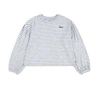 Langarmshirt LEVI'S KIDS "LVG HACCI STRIPED LS KNIT TOP", Mädchen, Gr. 14 (158), grau (dunkelgrau heather), Single Jersey, Obermaterial: 75% Viskose, 21% Polyester, 4% Elasthan, geringelt, gestreift, 