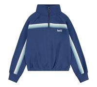 Sweatshirt LEVI'S KIDS, Mädchen, Gr. 16 (164), blau (true navy), Sweatware, Obermaterial: 60% Baumwolle, 40% Polyester, kontrastfarbene Details, hüftlang, V-Ausschnitt, Bündchen, Sweatshirts Sweatshir