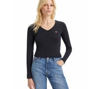 Levi‘s Langarmshirt Baby Tee mit V-Neck in Schwarz XS Slim Fit