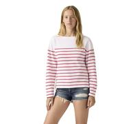 Langarmshirt LEVI'S "MARIN STRIPE TOP", Damen, Gr. L (40), magnolia stripe hellweiß true rot, Sweatware, Obermaterial: 100% Baumwolle, gestreift, normal hüftbedeckend, Rundhals, Shirts Langarmshirt, S