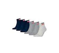 Levi's® Unisex 6er Pack Sportsocken - Mid Cut SPRTWR, Logo, ECOM, mehrfarbig, 39-42 Blau/ Grau