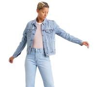 Jeansjacke LEVI'S "ORIGINAL TRUCKER", Damen, Gr. M (36/38), blau (light), Web, Obermaterial: 79% Baumwolle, 21% Lyocell, Destroyed-Effekte, figurbetont kurz, 1-Knopf-Manschette mit Schlitz, Jacken Jea