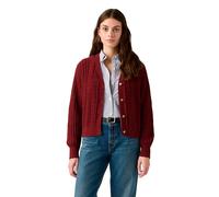 Cardigan LEVI'S "SNOWFLAKE CARDIGAN", Damen, Gr. XS (34), warm cabernet, Strick, Obermaterial: 100% Baumwolle, lässig geschnitten hüftlang, V-Ausschnitt, Bündchen, Strickjacken, gestreift, mit Knopfle