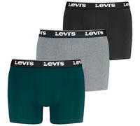 Boxershorts LEVI'S "LEVIS MEN REPEAT LOGO BOXER BRIEF 3P", Herren, Gr. M, bunt (grün, grau, schwarz), Obermaterial: 95% Baumwolle, 5% Elasthan, körpernah, Unterhosen (42166231-M) grün, grau, schwarz