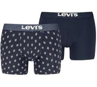 Boxershorts LEVI'S "LEVIS MEN DENIM GEO BOXER BRIEF 2P", Herren, Gr. L, blau (navy combo), Obermaterial: 95% Baumwolle, 5% Elasthan, Unterhosen (21160454-L) navy combo