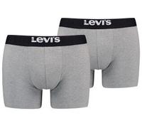 Levi's Herren Boxershorts, 2er Pack - Solid Basic Boxer Brief Organic, Logobund Grau Melange S