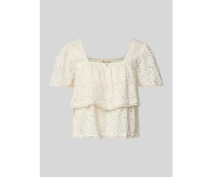 Levi's® 300 Boxy Fit Blusentop aus Baumwoll-Mix in Spitzen-Optik Modell 'DOM' in Offwhite, Größe L