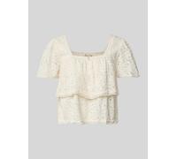Levi's® 300 Boxy Fit Blusentop aus Baumwoll-Mix in Spitzen-Optik Modell 'DOM' in Offwhite, Größe S