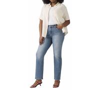 5-Pocket-Jeans LEVI'S PLUS "314 PL SHAPING", Damen, Gr. 18 (50), Länge 30, eternal indigo mid, Denim/Jeans, Obermaterial: 80% Baumwolle, 19% Polyester, 1% Elasthan, straight fit lang, Jeans 5-Pocket-J
