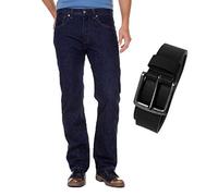 Levis® 501® Jeans - Regular Straight Fit - Stonewash - Onewash - Marlon Wash - Black - Light Broken In mit Urban Classics Gürtel, Größe:W 28 L 32, Wash:onewash (00501-0101)