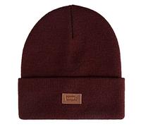 Levi's All Season Comfy Leather Logo Patch Cuffed Hero Beanie, Burgunderrot massiv, Einheitsgre