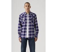 Flanellhemd LEVI'S "BARSTOW WESTERN STANDARD", Herren, Gr. M, N-Gr, hawley plaid blau de, Flanell, Obermaterial: 99% Baumwolle, 1% metallisierte Fasern, Basic, normal, 2-Knopf-Manschette mit Druckknöp