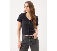 Levi's Damen T-Shirt Muse Kurzarm V-Ausschnitt 97% Baumwolle/3% Elasthan Schwarz S