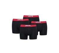 Levi’s Einfarbige Basic-Boxershorts, weiche Herrenunterwäsche aus Bio-Baumwolle mit elastischem Bund und doppelter Einlage, kein Hochrutschen, 4er-Pack