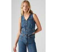 Jeansweste LEVI'S "BRAIDED VEST", Damen, Gr. S (36), blau (big yikes), Web, Obermaterial: 100% Baumwolle, unifarben, regular fit kurz, V-Ausschnitt, Westen, mit Ziernähten (44609103-S) big yikes