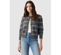 Strickjacke LEVI'S "CLAIRE LS CARDIGAN", Damen, Gr. L (40), devin stripe erdgrau, Strick, Obermaterial: 65% Polyester, 29% Polyamid, 6% Wolle, gestreift, schmal taillenbedeckt, Rundhals, Rippbündchen,