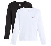 Langarmshirt LEVI'S "LS 2 Pack Tee", Damen, Gr. XL (42), weiß (2 pack tee weiß,,), Jersey, Obermaterial: 100% Baumwolle, Basic, figurbetont, Rundhals, Shirts Langarmshirt, mit Batwing Logo-Stickerei (