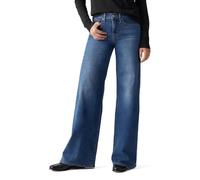 Weite Jeans LEVI'S "Jeans 318 SHAPING", Damen, Gr. 32, Länge 32, blau (clever gir), Denim/Jeans, Obermaterial: 80% Baumwolle, 19% Polyester, 1% Elasthan, unifarben, weit knöchellang, Jeans, im Five-Po