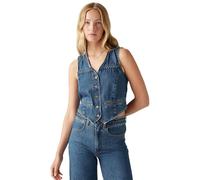 Jeansweste LEVI'S "BRAIDED VEST", Damen, Gr. M (38), blau (big yikes), Web, Obermaterial: 100% Baumwolle, unifarben, regular fit kurz, V-Ausschnitt, Westen, mit Ziernähten (44609103-M) big yikes