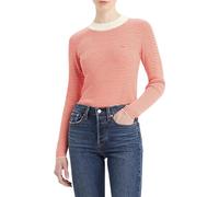 Levi's Damen Crew Rib Sweater Pullover Sweatshirt, Vanilla Stripe Flame Scarlet, L