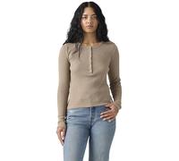 Levi's Damen Dry Goods Henley Waffle Langarmshirt mit Stretch-Anteil, Slim Fit, Braun (Taupe Gray Heather B), XS