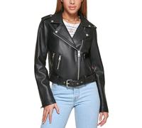 Levi's Damen Faux Leather Asymmetrical Belted Motorcycle Jacket Kunstlederjacke, Schwarz, S EU