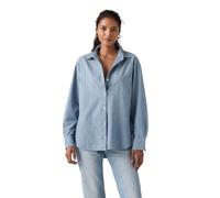 Jeansbluse LEVI'S "HARLIE BOYFRIEND SHIRT", Damen, Gr. L (40), good daze, Web, Obermaterial: 100% Baumwolle, relaxed fit Po-bedeckend, 2-Knopf-Manschette, Blusen Jeansbluse, mit Brusttasche (99529114-