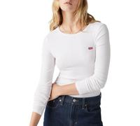 Langarmshirt LEVI'S "HAYES LS TEE", Damen, Gr. XL (42), weiß, Single Jersey, Obermaterial: 96% Baumwolle, 4% Elasthan, unifarben, körpernah hüftbedeckend, Rundhals, Shirts Langarmshirt, in Ripp-Optik 