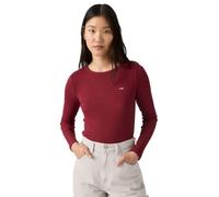 Langarmshirt LEVI'S "HAYES LS TEE", Damen, Gr. L (40), rot (warm cabernet), Single Jersey, Obermaterial: 96% Baumwolle, 4% Elasthan, unifarben, körpernah hüftbedeckend, Rundhals, Shirts Langarmshirt,