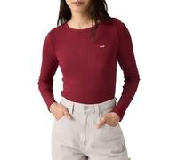 Langarmshirt LEVI'S "HAYES LS TEE", Damen, Gr. M (38), rot (warm cabernet), Single Jersey, Obermaterial: 96% Baumwolle, 4% Elasthan, unifarben, körpernah hüftbedeckend, Rundhals, Shirts Langarmshirt,
