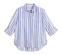 Hemdbluse LEVI'S, Damen, Gr. S (36), bold stripe blau cotton linen, Web, Obermaterial: 55% Viskose, 33% Baumwolle, 12% Leinen, gestreift, figurumspielend hüftbedeckend, Krempelärmel,mit Riegel Mansche